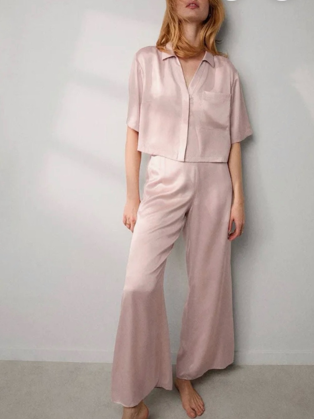 Lunya Washable Silk Pajama Pants, Dusty Pink, Size Medium